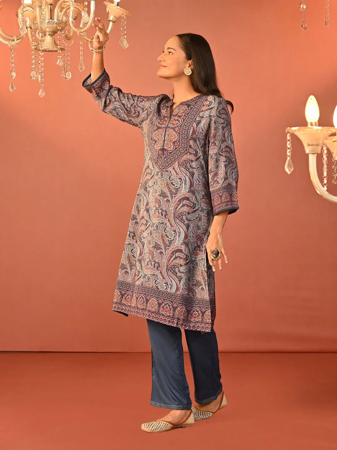 Fiza Blue Printed Co-ord Set for Women